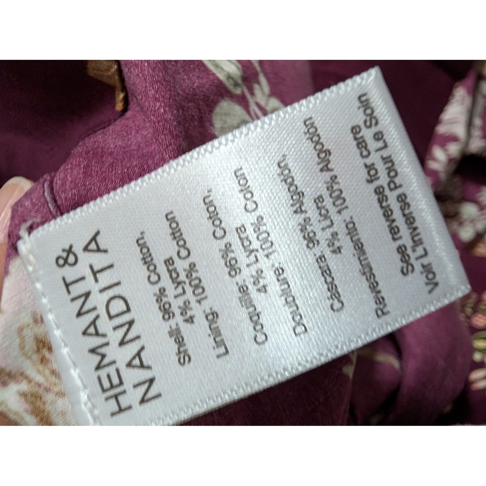 Hemant & Nandita Savi Maxi Dress Wine Floral Cotton Poplin XS NEW Wedding guest - Picture 13 of 14